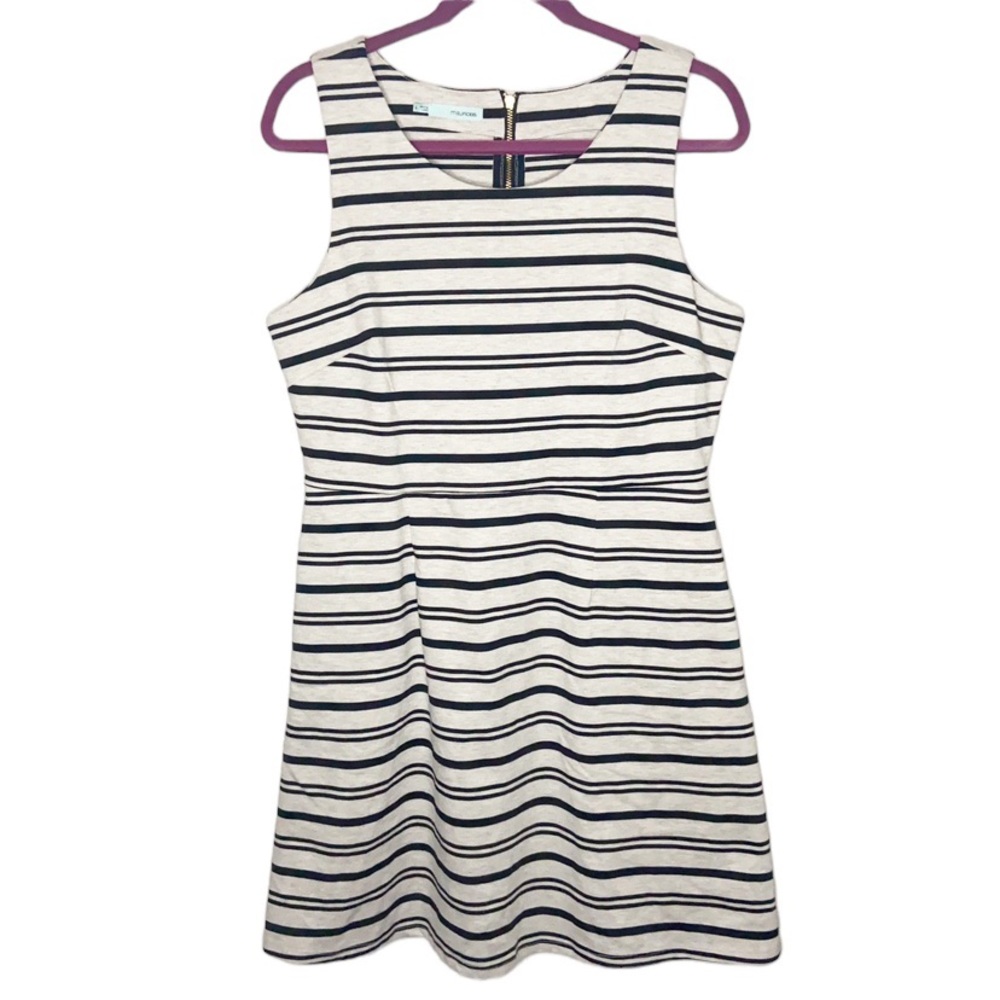 Maurice's Striped A Line Dress Black & White with Pockets and Gold Zipper Size L